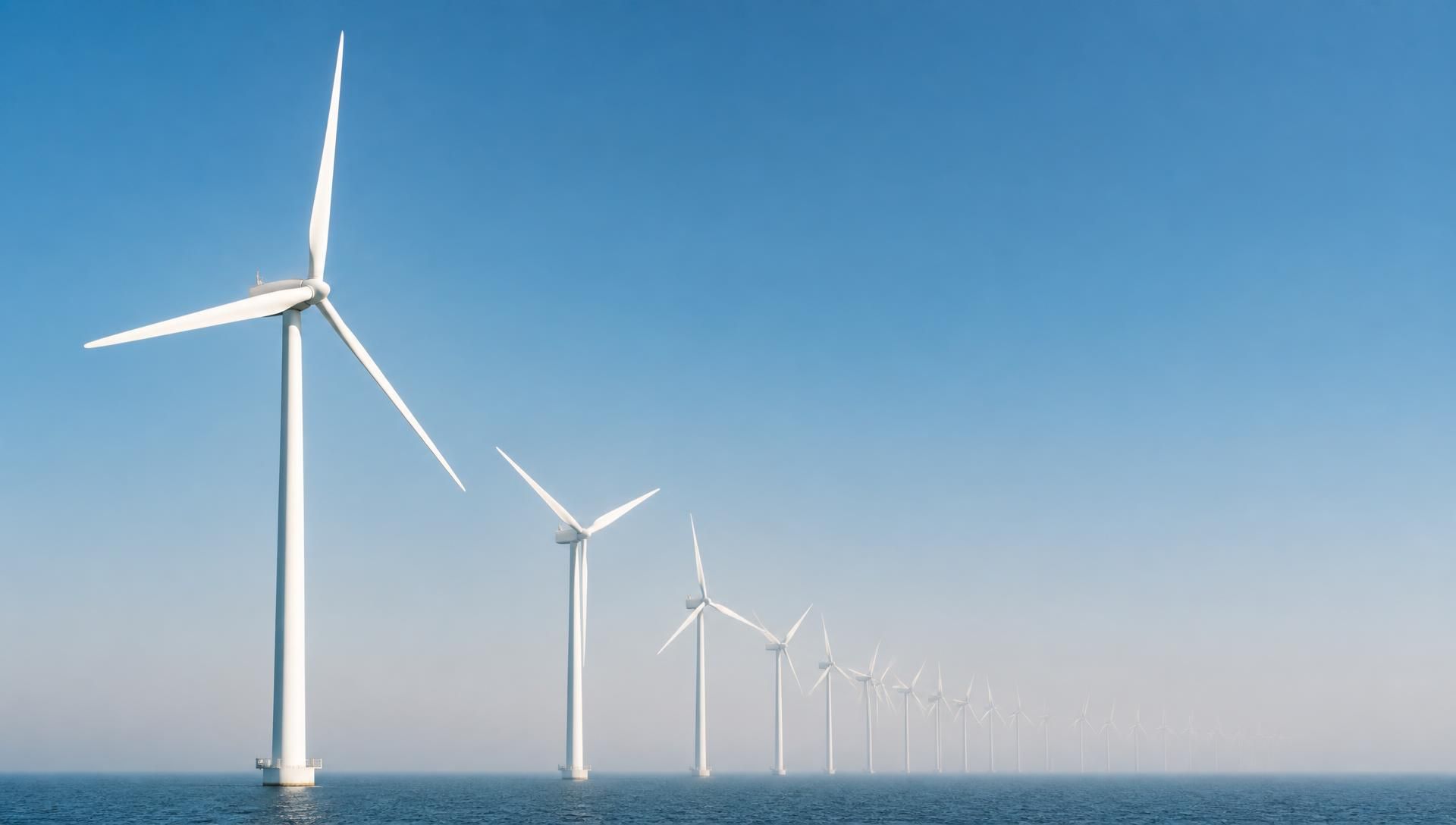 Offshore wind farm at dusk